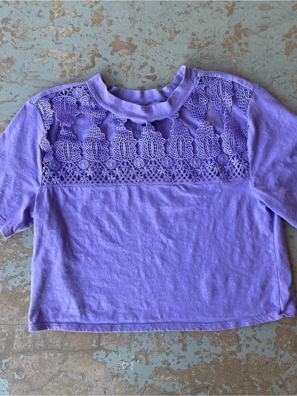 Lavender Lace Yoke Crop Top